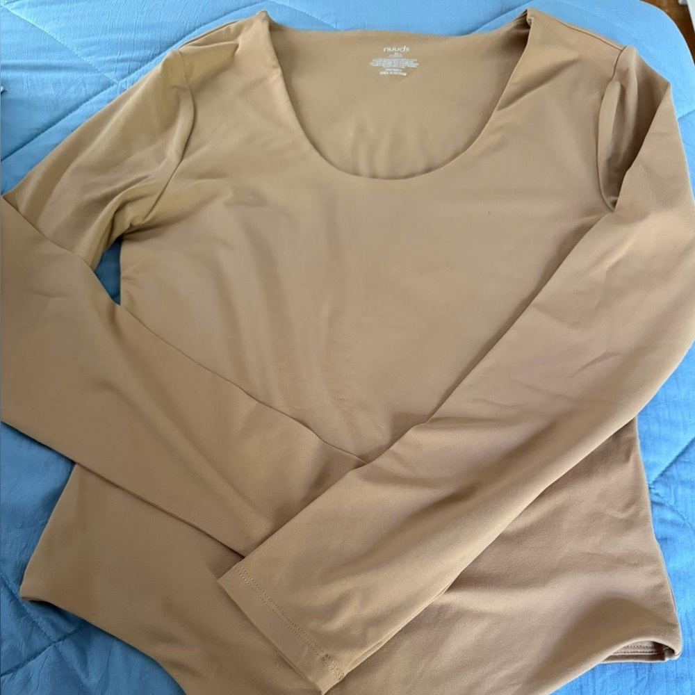 nuuds Tan Long Sleeve Bodysuit